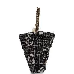 Chanel Mini 22 Bag Black And White Floral Tweed Gold Hardware -Online Bag Store C FN 231116 6 04