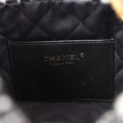 Chanel Mini 22 Bag Black And White Floral Tweed Gold Hardware -Online Bag Store C FN 231116 6 10