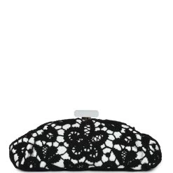 Chanel Clutch Black And White Floral Lace Gold Hardware