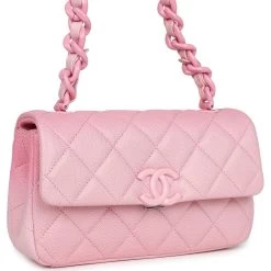 Chanel Mini Flap Bag Pink Ombre Caviar Lacquered Metal Hardware -Online Bag Store C FN 231130 4 03