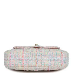 Chanel Mini Flap Bag With Top Handle Pink Tweed Antique Gold Hardware -Online Bag Store C FN 231205 3 06