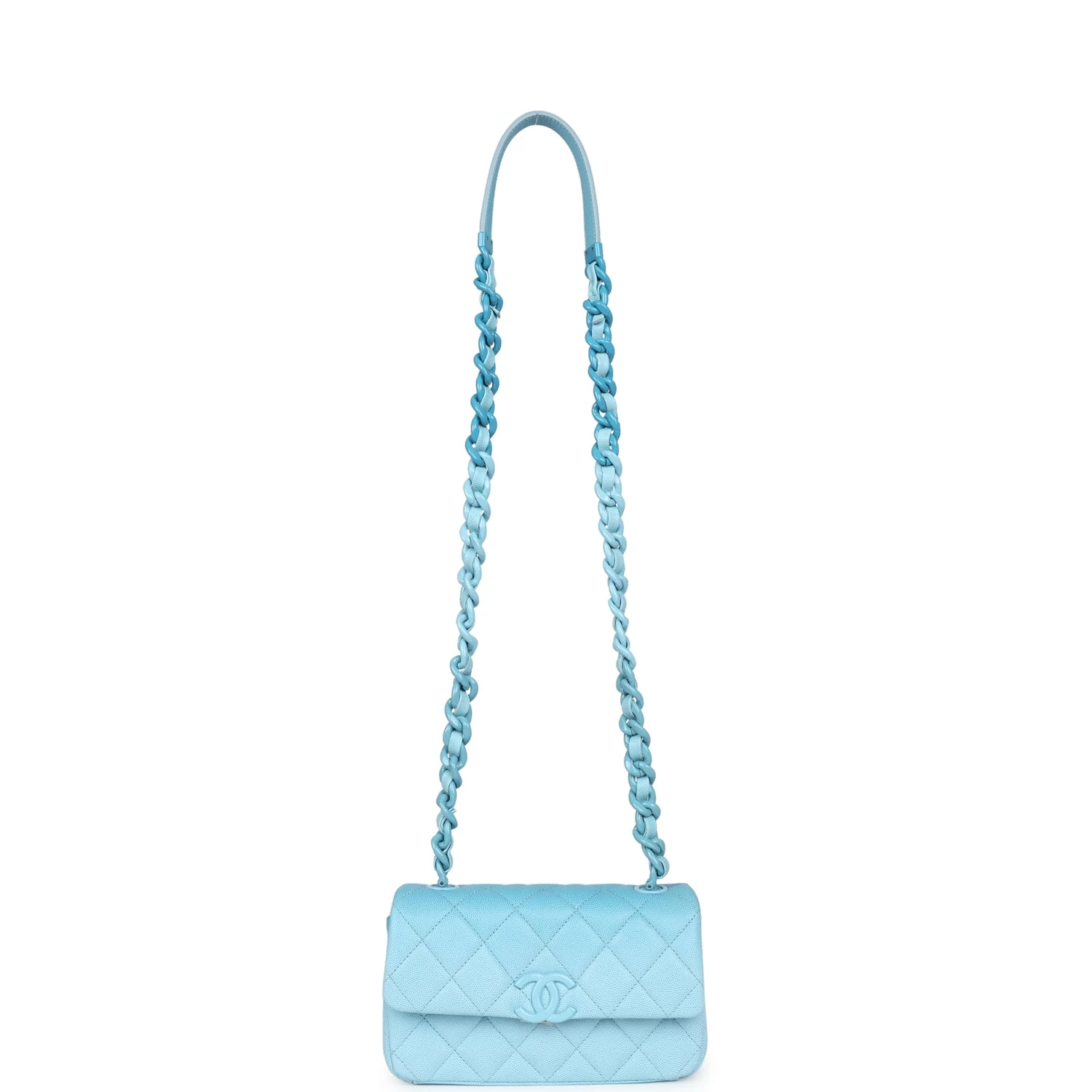 Chanel Mini Flap Bag Blue Ombre Caviar Lacquered Metal Hardware 9 Chanel Mini Flap Bag Blue Ombre Caviar Lacquered Metal Hardware - Image 7