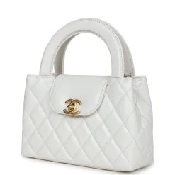 Chanel Small Kelly Shopper White Shiny Aged Calfskin Brushed Gold Hardware -Online Bag Store C FN 231213 1 03