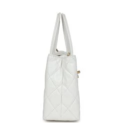 Chanel Small Kelly Shopper White Shiny Aged Calfskin Brushed Gold Hardware -Online Bag Store C FN 231213 1 04