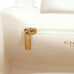 Chanel Small Kelly Shopper White Shiny Aged Calfskin Brushed Gold Hardware -Online Bag Store C FN 231213 1 10