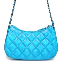 Chanel Mini Hobo Bag Blue Metallic Goatskin Silver Hardware -Online Bag Store C FN 231227 1 05