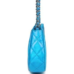 Chanel Mini Hobo Bag Blue Metallic Goatskin Silver Hardware -Online Bag Store C FN 231227 1 06