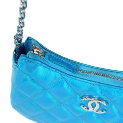 Chanel Mini Hobo Bag Blue Metallic Goatskin Silver Hardware -Online Bag Store C FN 231227 1 08