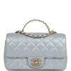 Chanel Mini Rectangular Flap Bag With Top Handle Grey Lambskin Antique Gold Hardware -Online Bag Store C FN 231227 2 01