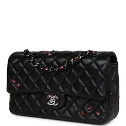 Pre-owned Chanel Medium Lady Bug Single Flap Bag Black Lambskin Silver Hardware 20 Pre-owned Chanel Medium Lady Bug Single Flap Bag Black Lambskin Silver Hardware -Online Bag Store C FN 231228 1 03