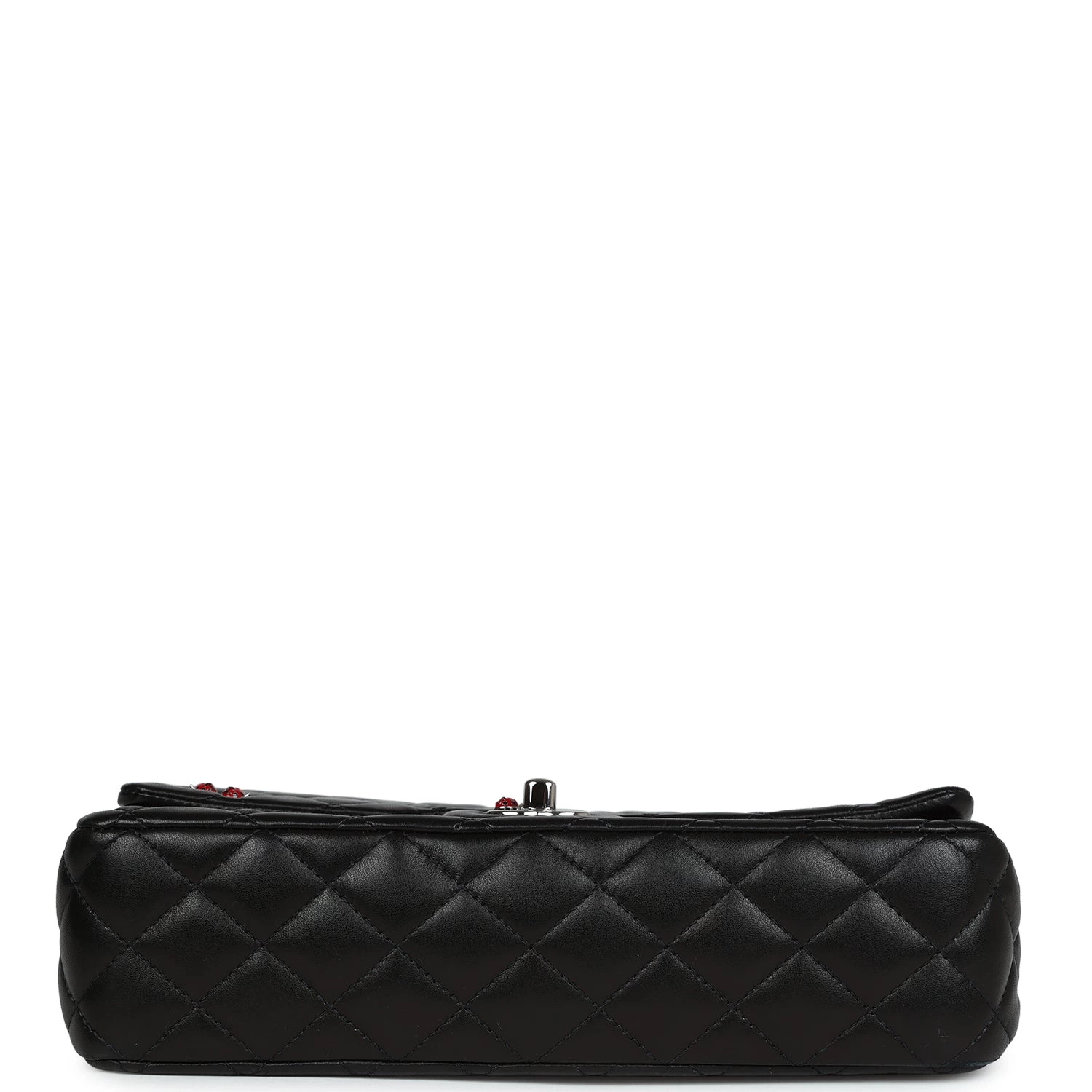 Pre-owned Chanel Medium Lady Bug Single Flap Bag Black Lambskin Silver Hardware 8 Pre-owned Chanel Medium Lady Bug Single Flap Bag Black Lambskin Silver Hardware - Image 6