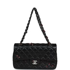 Pre-owned Chanel Medium Lady Bug Single Flap Bag Black Lambskin Silver Hardware 22 Pre-owned Chanel Medium Lady Bug Single Flap Bag Black Lambskin Silver Hardware -Online Bag Store C FN 231228 1 07