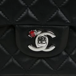 Pre-owned Chanel Medium Lady Bug Single Flap Bag Black Lambskin Silver Hardware 26 Pre-owned Chanel Medium Lady Bug Single Flap Bag Black Lambskin Silver Hardware -Online Bag Store C FN 231228 1 11