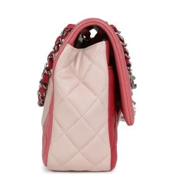 Pre-owned Chanel Medium Valentine Single Flap Bag Tricolored Lambskin Silver Hardware -Online Bag Store C FN 231228 2 05