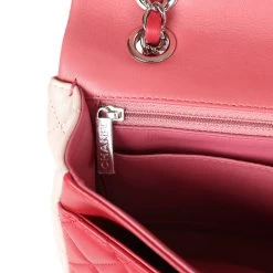 Pre-owned Chanel Medium Valentine Single Flap Bag Tricolored Lambskin Silver Hardware -Online Bag Store C FN 231228 2 11