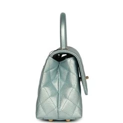 Chanel Small Coco Handle Flap Bag Light Blue Iridescent Caviar Aged Gold Hardware -Online Bag Store C FN 240104 2 KN 04