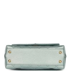 Chanel Small Coco Handle Flap Bag Light Blue Iridescent Caviar Aged Gold Hardware -Online Bag Store C FN 240104 2 KN 06