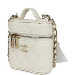 Chanel Mini Top Handle Crossbody Vanity Case White Caviar Gold Hardware -Online Bag Store C FN 240105 3 KN 03