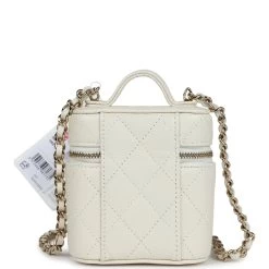 Chanel Mini Top Handle Crossbody Vanity Case White Caviar Gold Hardware -Online Bag Store C FN 240105 3 KN 05