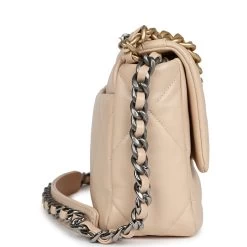 Chanel Medium 19 Flap Light Beige Lambskin Mixed Metal Hardware 14 Chanel Medium 19 Flap Light Beige Lambskin Mixed Metal Hardware -Online Bag Store C FN 240112 1 04