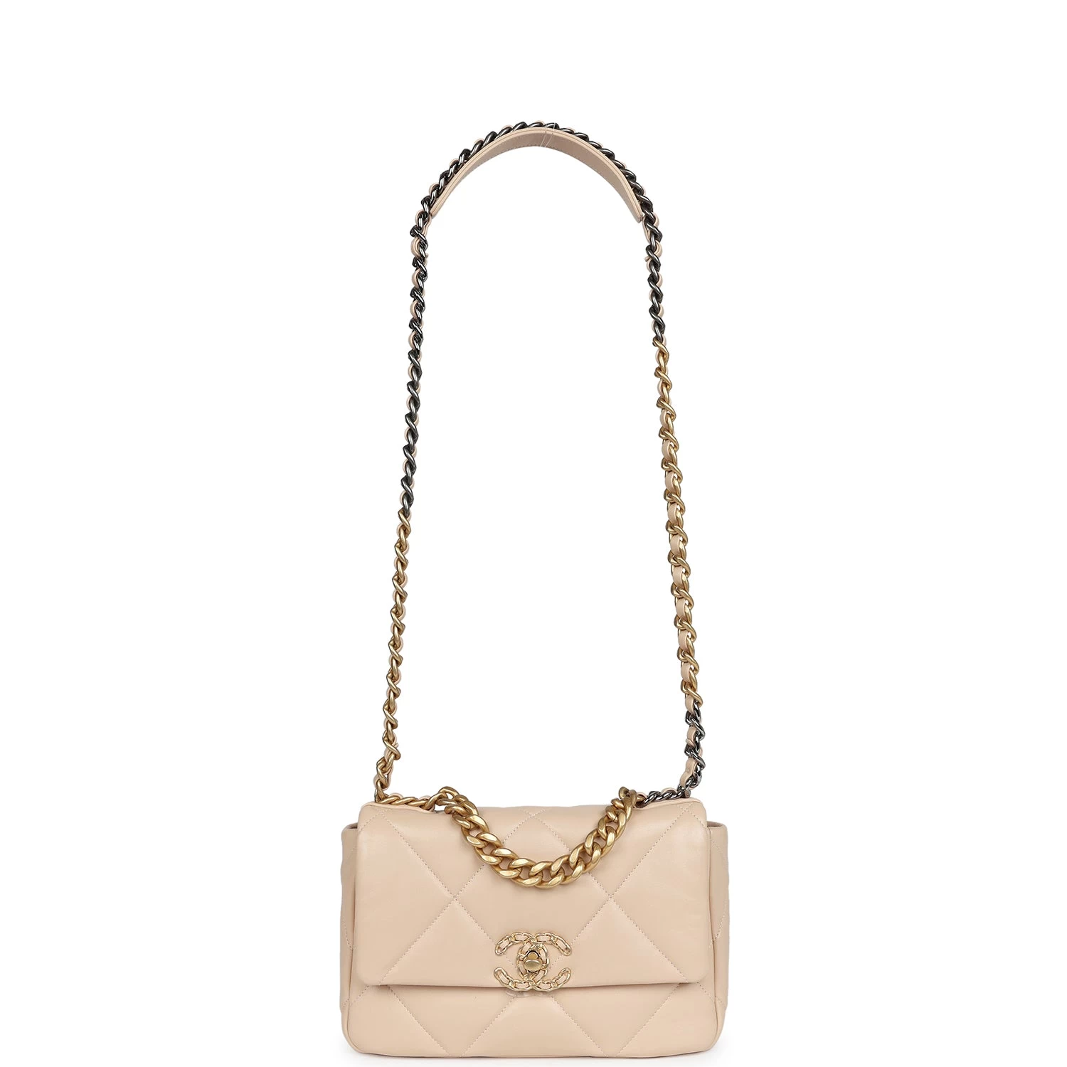 Chanel Medium 19 Flap Light Beige Lambskin Mixed Metal Hardware 9 Chanel Medium 19 Flap Light Beige Lambskin Mixed Metal Hardware - Image 7