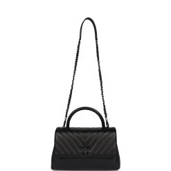 Chanel Medium Coco Top Handle So Black Chevron Caviar Black Hardware -Online Bag Store C FN 240125 1 AC 07