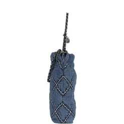Chanel Small 22 Bag Blue Stitched Denim Silver Hardware -Online Bag Store C FN 240126 1 04