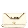 Chanel Small CC Flap Bag White Lambskin Antique Gold Hardware