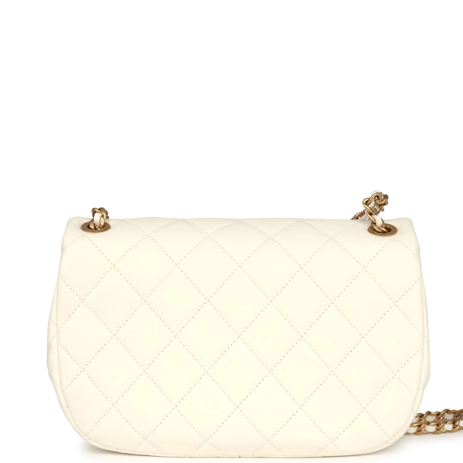 Chanel Small CC Flap Bag White Lambskin Antique Gold Hardware 6 Chanel Small CC Flap Bag White Lambskin Antique Gold Hardware - Image 4