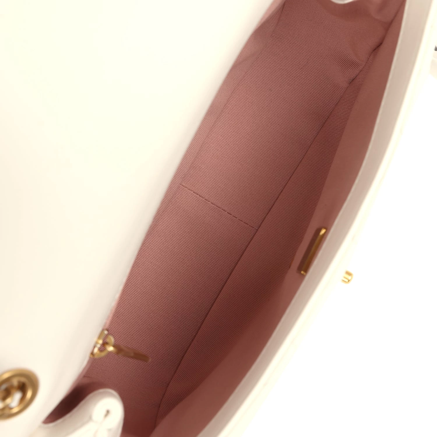 Chanel Small CC Flap Bag White Lambskin Antique Gold Hardware 12 Chanel Small CC Flap Bag White Lambskin Antique Gold Hardware - Image 10