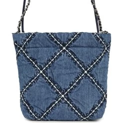 Chanel Mini 22 Bag Blue Stitched Denim Silver Hardware -Online Bag Store C FN 240126 4 05