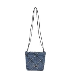 Chanel Mini 22 Bag Blue Stitched Denim Silver Hardware -Online Bag Store C FN 240126 4 06
