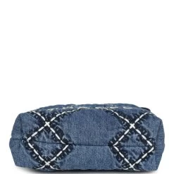 Chanel Mini 22 Bag Blue Stitched Denim Silver Hardware -Online Bag Store C FN 240126 4 07