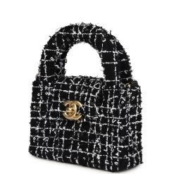 Chanel Nano Kelly Shopper Black, White & Sequin Tweed Brushed Gold Hardware -Online Bag Store C FN 240129 1 YB 03