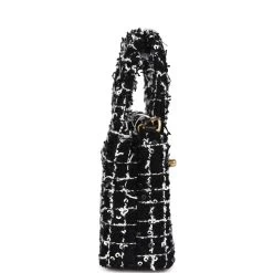 Chanel Nano Kelly Shopper Black, White & Sequin Tweed Brushed Gold Hardware -Online Bag Store C FN 240129 1 YB 04