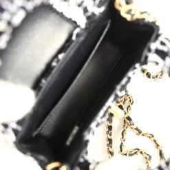 Chanel Nano Kelly Shopper Black, White & Sequin Tweed Brushed Gold Hardware -Online Bag Store C FN 240129 1 YB 08