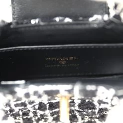 Chanel Nano Kelly Shopper Black, White & Sequin Tweed Brushed Gold Hardware -Online Bag Store C FN 240129 1 YB 09