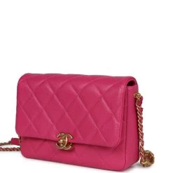 Chanel Small Melody Flap Bag Dark Pink Caviar Aged Gold Hardware -Online Bag Store C FN 240205 1 KN 03