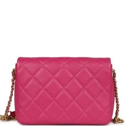 Chanel Small Melody Flap Bag Dark Pink Caviar Aged Gold Hardware -Online Bag Store C FN 240205 1 KN 05