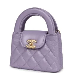 Chanel Nano Kelly Shopper Light Purple Shiny Aged Calfskin Brushed Gold Hardware -Online Bag Store C FN 240207 1 03