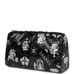 Chanel Small Airline Cosmetic Pouch Black And White Nylon Silver Hardware 16 Chanel Small Airline Cosmetic Pouch Black And White Nylon Silver Hardware -Online Bag Store C FN 240207 2 AM 03