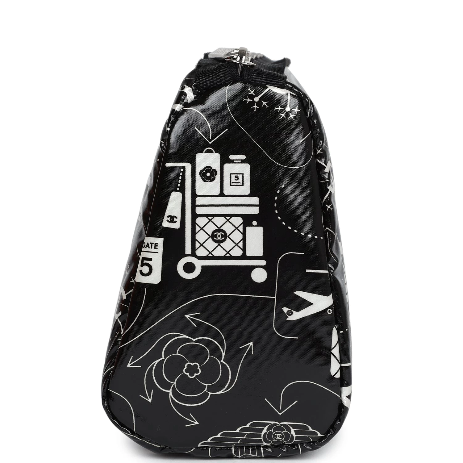 Chanel Small Airline Cosmetic Pouch Black And White Nylon Silver Hardware 5 Chanel Small Airline Cosmetic Pouch Black And White Nylon Silver Hardware - Image 3