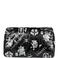 Chanel Small Airline Cosmetic Pouch Black And White Nylon Silver Hardware 15 Chanel Small Airline Cosmetic Pouch Black And White Nylon Silver Hardware -Online Bag Store C FN 240207 2 AM 05