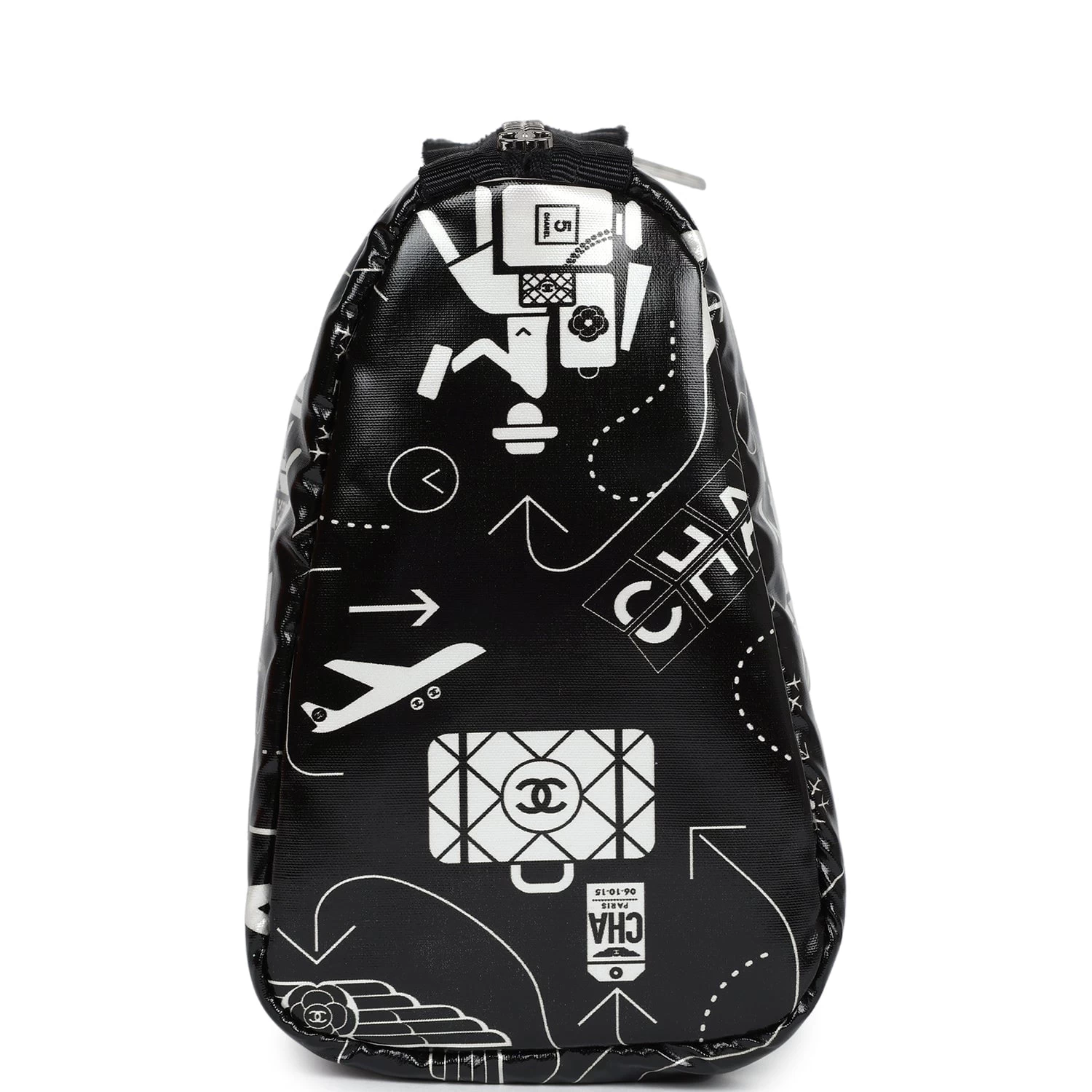 Chanel Small Airline Cosmetic Pouch Black And White Nylon Silver Hardware 8 Chanel Small Airline Cosmetic Pouch Black And White Nylon Silver Hardware - Image 6