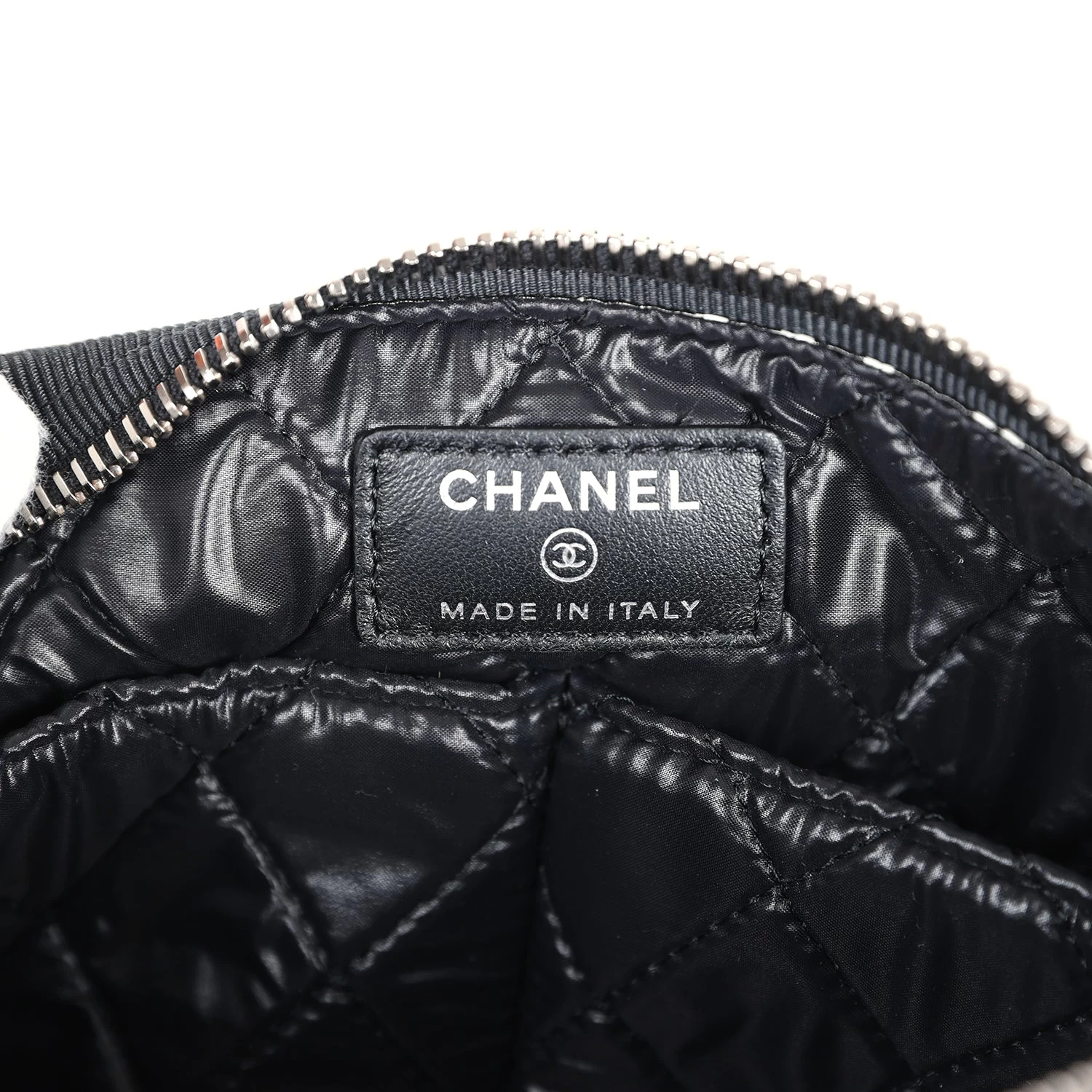 Chanel Small Airline Cosmetic Pouch Black And White Nylon Silver Hardware 12 Chanel Small Airline Cosmetic Pouch Black And White Nylon Silver Hardware - Image 10