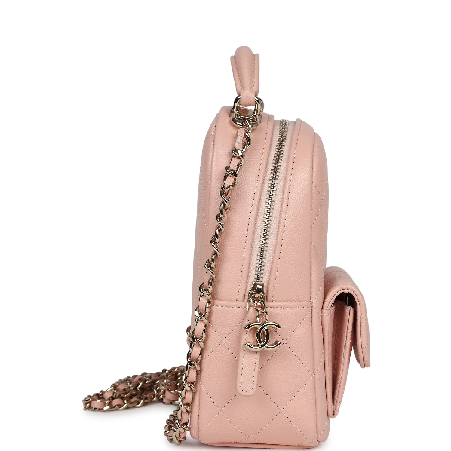 Chanel Mini Phone Holder Backpack With Chain Light Pink Caviar Light Gold Hardware 5 Chanel Mini Phone Holder Backpack With Chain Light Pink Caviar Light Gold Hardware - Image 3