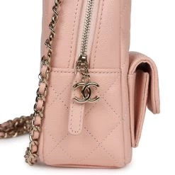 Chanel Mini Phone Holder Backpack With Chain Light Pink Caviar Light Gold Hardware 16 Chanel Mini Phone Holder Backpack With Chain Light Pink Caviar Light Gold Hardware -Online Bag Store C FN 240209 1 05