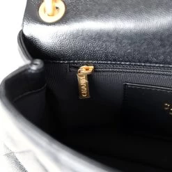 Chanel Medium Top Handle Flap Black Caviar Brushed Gold Hardware -Online Bag Store C FN 240209 3 11