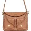 Chanel Double Pocket Hobo Bag Caramel Shiny Calfskin Brushed Gold Hardware