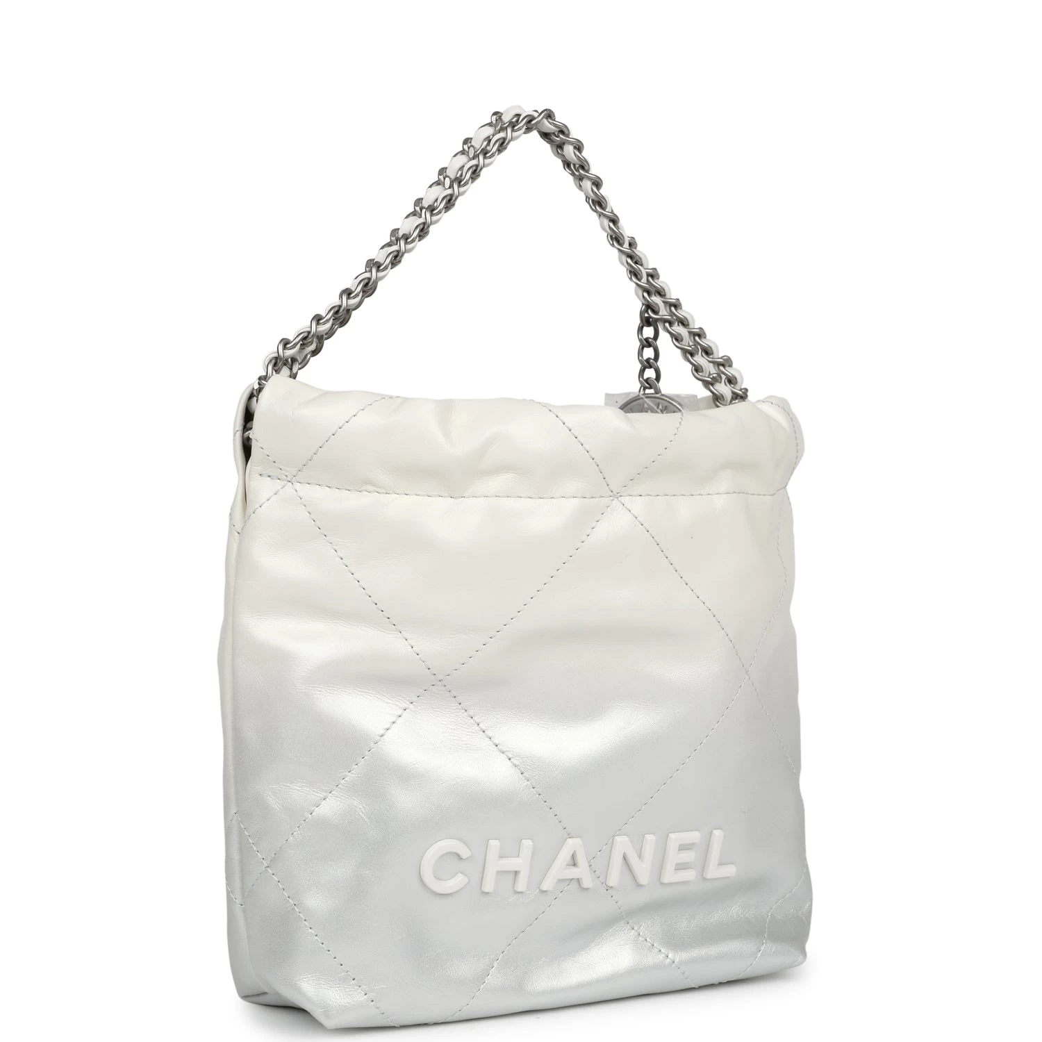 Chanel Mini 22 Hobo White And Silver Ombre Metallic Calfskin Silver Hardware 4 Chanel Mini 22 Hobo White And Silver Ombre Metallic Calfskin Silver Hardware - Image 2